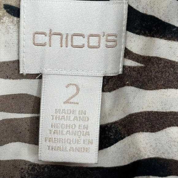 Chico's 2 Leopard Print Button-Up Shirt Long Sleeve Size large Cotton - Picture 2 of 9